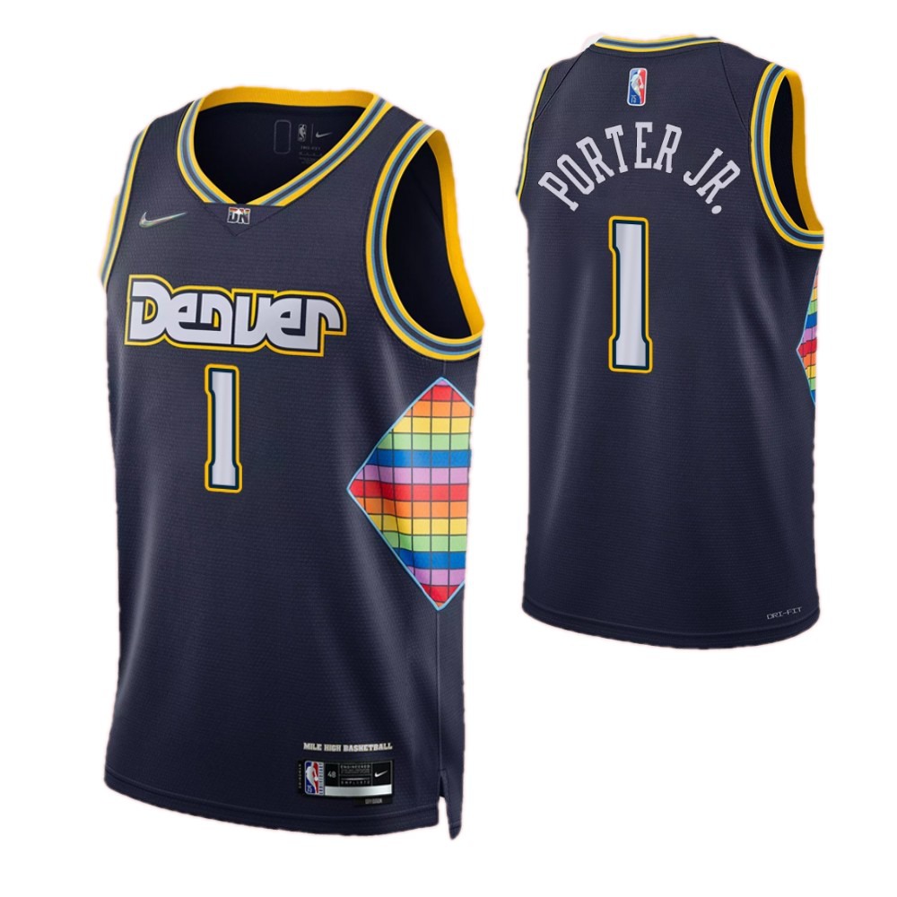 Men's Denver Nuggets Porter Jr #1 Navy 2021/22 Swingman NBA Jersey - City Edition-Pro Kit Vault | Brand New 26/27 Sports Jerseys